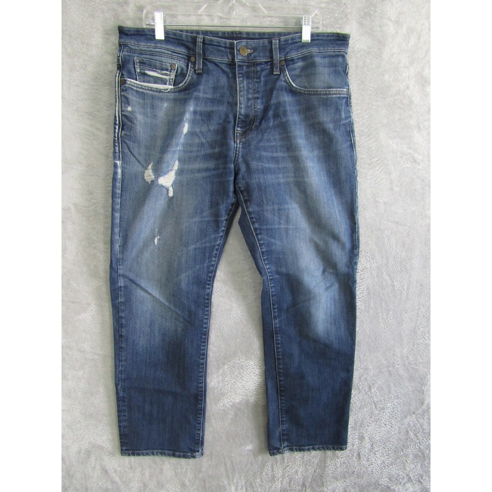 MAVI JEANS Mens Slim Fit Blue Wash Distressed Denim Jeans Size 36 x 30